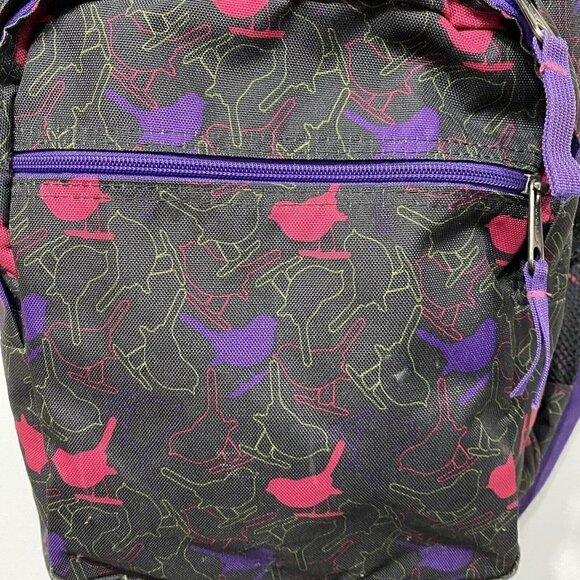JanSport Black Pink and Purple Birds Large Backpack - Picture 3 of 12